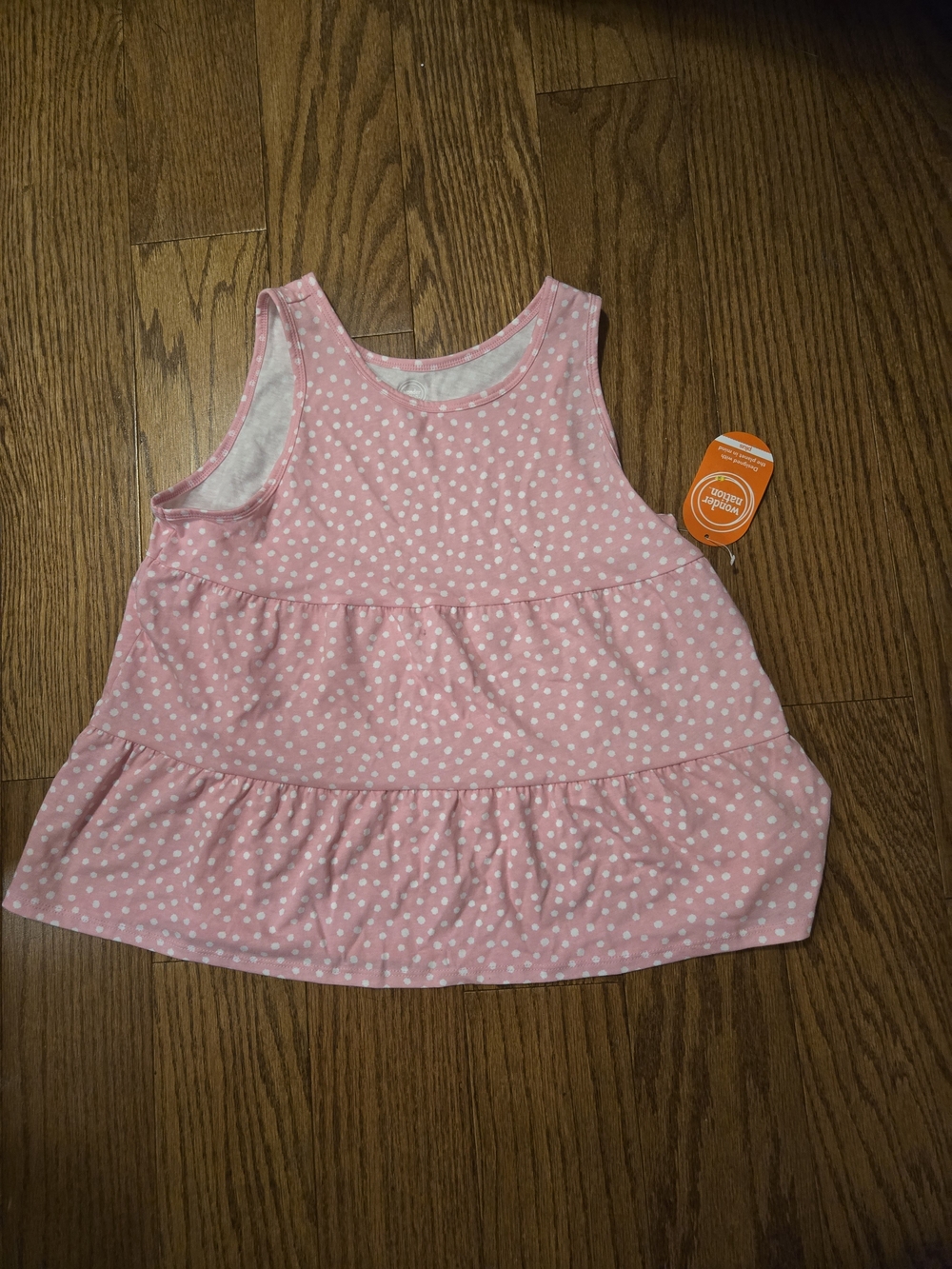 wonder nation Pink Polka Dot Tiered Ruffle Tank Top 14P